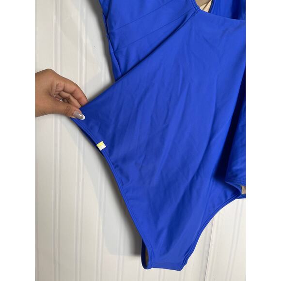 SummerSalt The Ruched Backflip One Piece Swimsuit Womens Size 18LT Blue NWT - Picture 4 of 10
